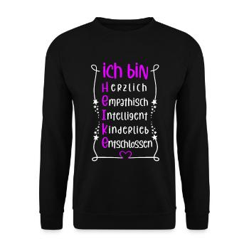 Für den besten Menschen - Ich bin Heike - Unisex Pullover - Schwarz - Vorne - Alina (178cm) & Michal (187cm)