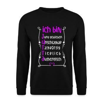 Für den besten Menschen - Ich bin Jutta - Unisex Pullover - Schwarz - Vorne - Alina (178cm) & Michal (187cm)