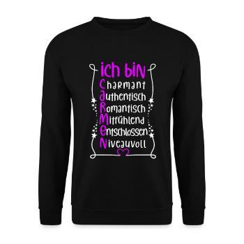 Für den besten Menschen - Ich bin Carmen - Unisex Pullover - Schwarz - Vorne - Alina (178cm) & Michal (187cm)