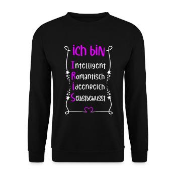 Für den besten Menschen - Ich bin Iris - Unisex Pullover - Schwarz - Vorne - Alina (178cm) & Michal (187cm)