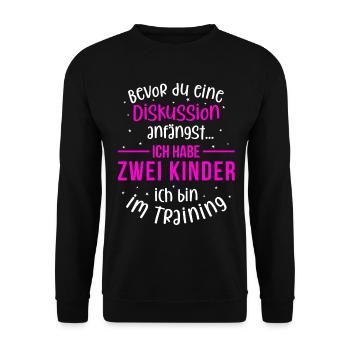 Ich habe zwei Kinder - Mutter und Kinder - Unisex Pullover - Schwarz - Vorne - Alina (178cm) & Michal (187cm)