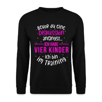 Ich habe vier Kinder - Mutter und Kinder - Unisex Pullover - Schwarz - Vorne - Alina (178cm) & Michal (187cm)
