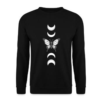 Monarch Butterfly Moon Soft Grunge Aesthetic - Unisex Pullover - Schwarz - Vorne - Alina (178cm) & Michal (187cm)