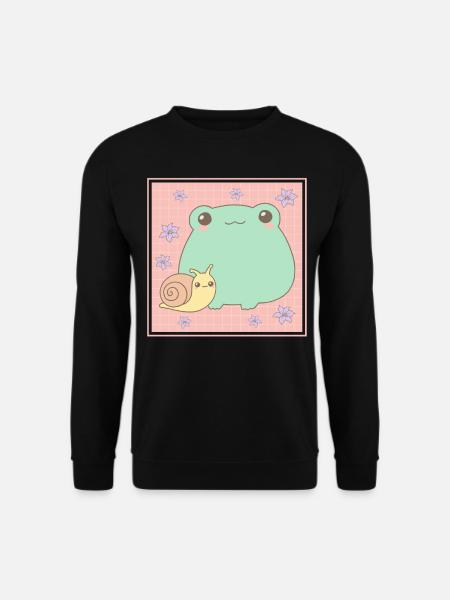 Cottagecore Aesthetic Kawaii Frosch Schnecke Gesch - Unisex Pullover - Schwarz