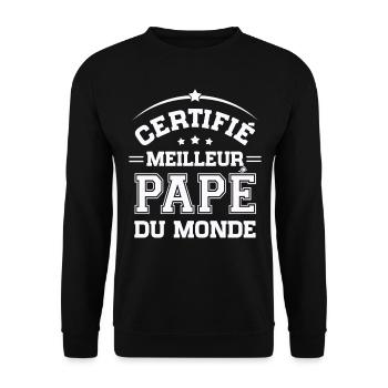 Certifié meilleur Papé du Monde Cadeau Papé - Sweat-shirt Unisexe - noir - Devant - Alina (178cm) & Michal (187cm)