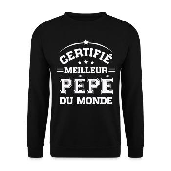 Certifié meilleur Pépé du Monde Cadeau Pépé - Sweat-shirt Unisexe - noir - Devant - Alina (178cm) & Michal (187cm)