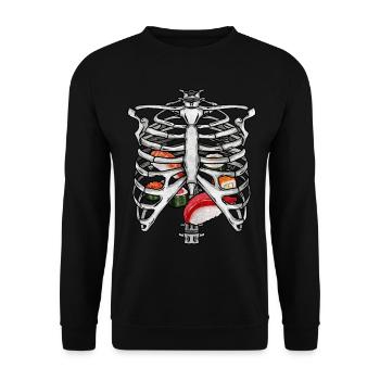 Japanese Aesthetic Skeleton Rib Cage Sushi Gesch - Unisex Sweatshirt - black - Front - Alina (178cm) & Michal (187cm)