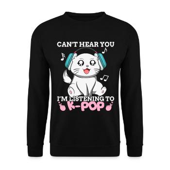 Kpop Kawaii Cat J’écoute de la musique K-pop Ges - Sweat-shirt Unisexe - noir - Devant - Alina (178cm) & Michal (187cm)