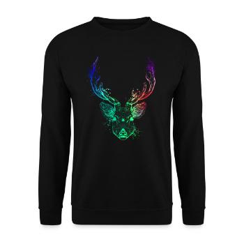 Colorful deer head - Unisex Sweatshirt - black - Front - Alina (178cm) & Michal (187cm)