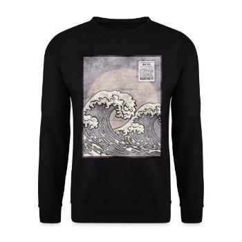 Esthétique japonaise Kanagawa Wave timbre-poste G - Sweat-shirt Unisexe - noir - Devant - Alina (178cm) & Michal (187cm)