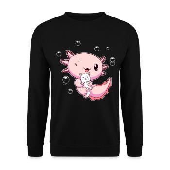 Kawaii Axolotl Pun Cat Lover Cadeau - Sweat-shirt Unisexe - noir - Devant - Alina (178cm) & Michal (187cm)