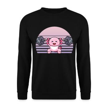 Kawaii Axolotl Drôle Haltérophilie Haltérophile Ge - Sweat-shirt Unisexe - noir - Devant - Alina (178cm) & Michal (187cm)