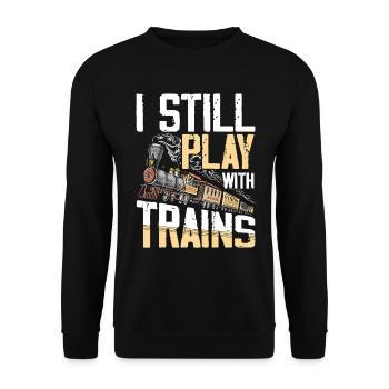 Je joue toujours avec les trains pour un amoureux des trains - Sweat-shirt Unisexe - noir - Devant - Alina (178cm) & Michal (187cm)