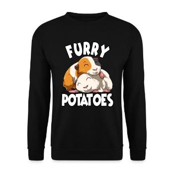 Furry Potato für einen Meerschweinchen Liebhaber - Unisex Pullover - Schwarz - Vorne - Alina (178cm) & Michal (187cm)