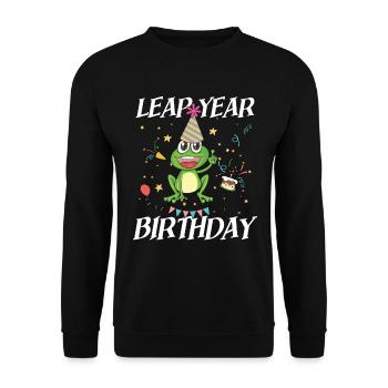 Leap Year Birthday für Männer, Frauen und Kinder - Unisex Pullover - Schwarz - Vorne - Alina (178cm) & Michal (187cm)