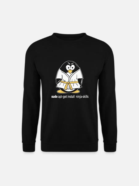 Linux Pinguin installiert seine Ninja Skills mit - Unisex Pullover - Schwarz