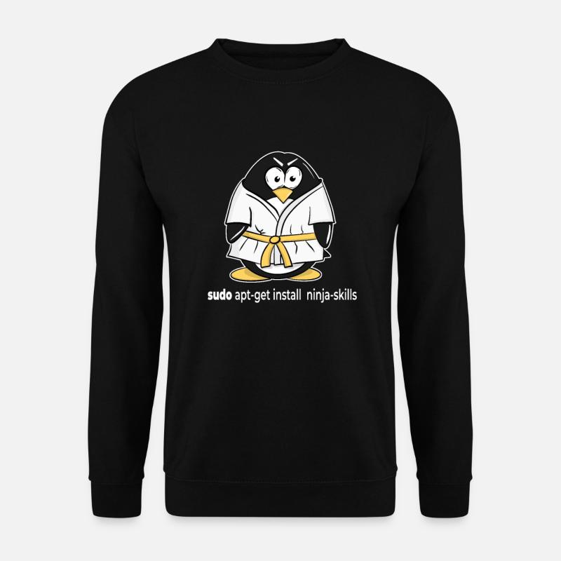 Linux Pinguin installiert seine Ninja Skills mit - Unisex Pullover - Schwarz