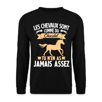 Les chevaux sont comme du chocolat - Sweat-shirt Unisexe - noir - Devant - Alina (178cm) & Michal (187cm)