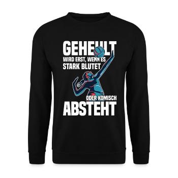 Geheult wird erst wenn es stark blutet Volleyball - Unisex Pullover - Schwarz - Vorne - Alina (178cm) & Michal (187cm)