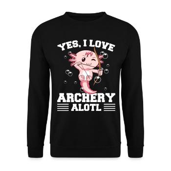 Kawaii Axolotl Archer Yes I Love Archery Alotl Ges - Unisex Sweatshirt - black - Front - Alina (178cm) & Michal (187cm)