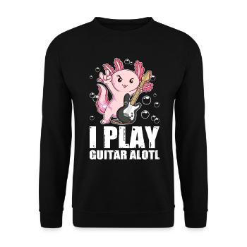 Kawaii Axolotl Pun I Play Guitar Alotl Gitarre Ges - Unisex Pullover - Schwarz - Vorne - Alina (178cm) & Michal (187cm)