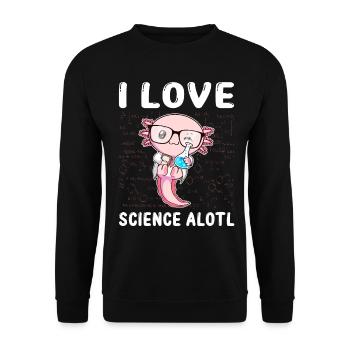 Kawaii Axolotl Pun Drôle J’aime la science Alotl Ges - Sweat-shirt Unisexe - noir - Devant - Alina (178cm) & Michal (187cm)