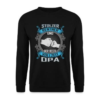 Bester Opa Rentner Geschenk - Unisex Pullover - Schwarz - Vorne - Alina (178cm) & Michal (187cm)