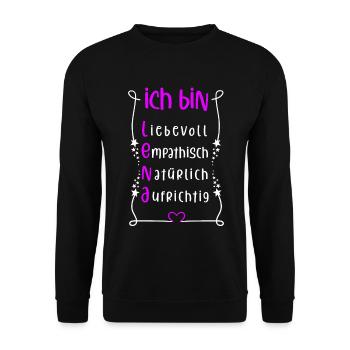 Für den besten Menschen - Ich bin Lena - Unisex Pullover - Schwarz - Vorne - Alina (178cm) & Michal (187cm)