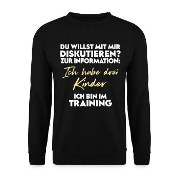 Du willst diskutieren? Vater und Kinder - Unisex Pullover - Schwarz - Vorne - Alina (178cm) & Michal (187cm)