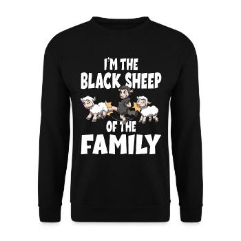 Ich bin das schwarze Schaf der Familie - Unisex Pullover - Schwarz - Vorne - Alina (178cm) & Michal (187cm)