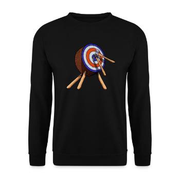 Äxte in Zielscheibe - Axt werfen - Unisex Pullover - Schwarz - Vorne - Alina (178cm) & Michal (187cm)