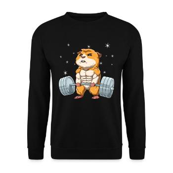 Meerschweinchen Gewichtheben Fitness-Studio - Unisex Pullover - Schwarz - Vorne - Alina (178cm) & Michal (187cm)