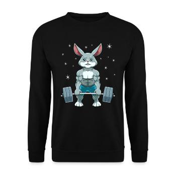 Hase Gewichtheben Fitness-Studio - Unisex Pullover - Schwarz - Vorne - Alina (178cm) & Michal (187cm)
