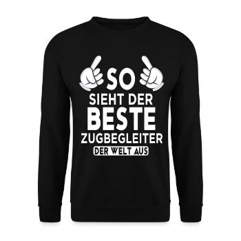 Zugbegleiter Spruch - Unisex Pullover - Schwarz - Vorne - Alina (178cm) & Michal (187cm)