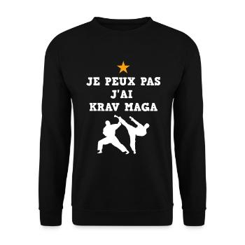 Je peux pas j'ai krav maga - Sweat-shirt Unisexe - noir - Devant - Alina (178cm) & Michal (187cm)