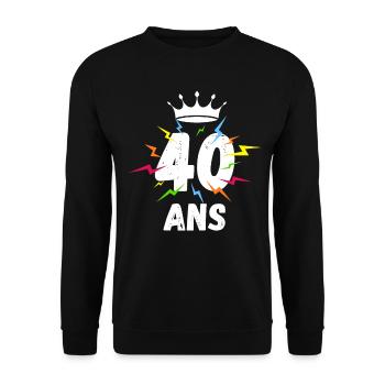 Roi reine éclairs 40 ans magie Anniversaire - Sweat-shirt Unisexe - noir - Devant - Alina (178cm) & Michal (187cm)