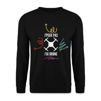 Je peux pas j'ai drone - Sweat-shirt Unisexe - noir - Devant - Alina (178cm) & Michal (187cm)