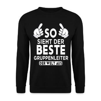 Gruppenleiter Spruch - Unisex Pullover - Schwarz - Vorne - Alina (178cm) & Michal (187cm)