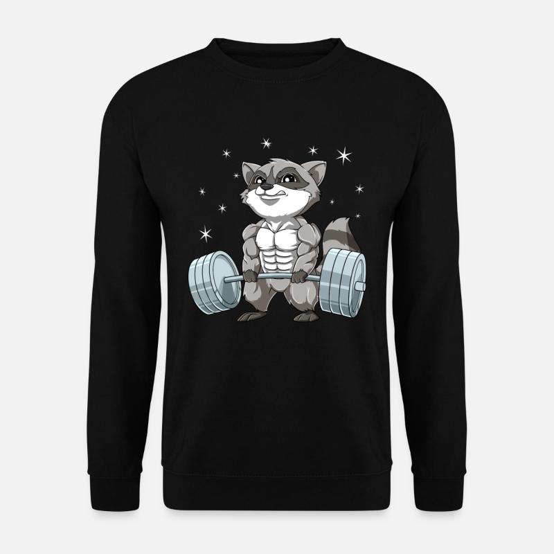 Waschbär Gewichtheben Fitness-Studio - Unisex Pullover - Schwarz