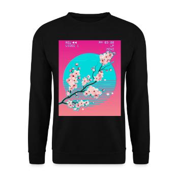 Vaporwave Aesthetic Japanese Sakura Cherry Blossom - Unisex Sweatshirt - black - Front - Alina (178cm) & Michal (187cm)