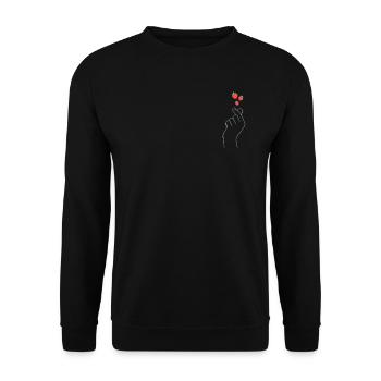 Kpop Finger Heart Strawberry Bag Size Gift - Unisex Sweatshirt - black - Front - Alina (178cm) & Michal (187cm)