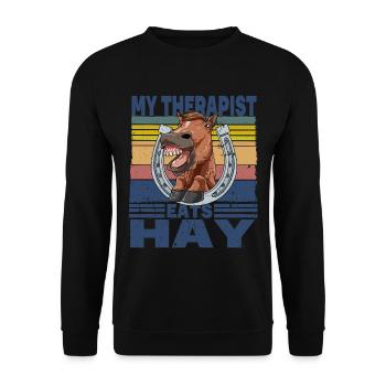 My Therapist Eats Hay - Unisex Pullover - Schwarz - Vorne - Alina (178cm) & Michal (187cm)