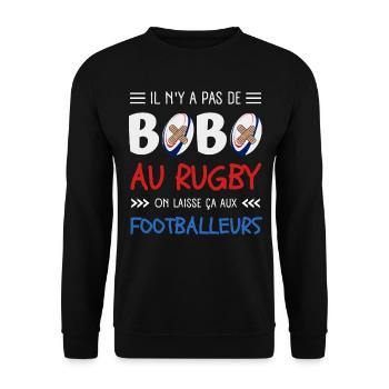 Il N'y A Pas De Bobo Au Rugby Humour Rugbyman - Sweat-shirt Unisexe - noir - Devant - Alina (178cm) & Michal (187cm)