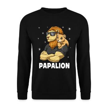 Papalion Löwe Papa und Baby Papa Vatertag für - Unisex Pullover - Schwarz - Vorne - Alina (178cm) & Michal (187cm)