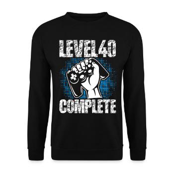 Niveau 40 Cadeau d’anniversaire complet 40 ans - Sweat-shirt Unisexe - noir - Devant - Alina (178cm) & Michal (187cm)