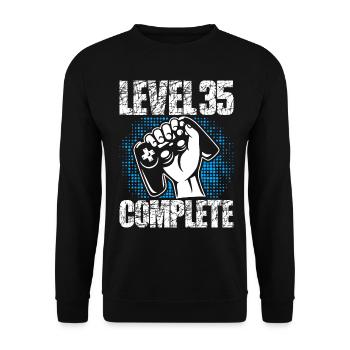 Level 35 Complete Birthday Gift 35 Years - Unisex Sweatshirt - black - Front - Alina (178cm) & Michal (187cm)