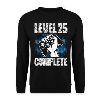 Level 25 Complete Birthday Gift 25 years - Unisex Sweatshirt - black - Front - Alina (178cm) & Michal (187cm)