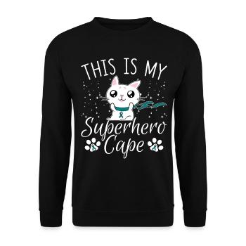 Ovarian Cancer Cat This is My Superhero Umhan - Unisex Sweatshirt - black - Front - Alina (178cm) & Michal (187cm)