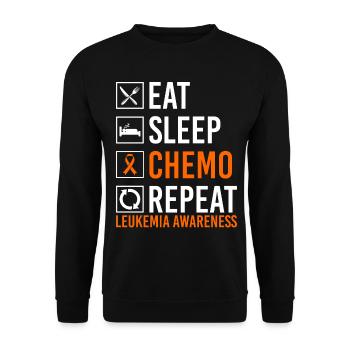 Leukämie-Bewusstsein Essen Schlafen Chemo Wiederho - Unisex Pullover - Schwarz - Vorne - Alina (178cm) & Michal (187cm)