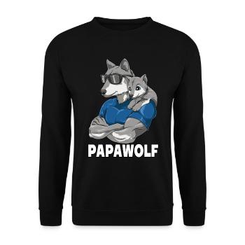 Papawolf Wolf Papa und Baby Papa Vatertag für - Unisex Pullover - Schwarz - Vorne - Alina (178cm) & Michal (187cm)
